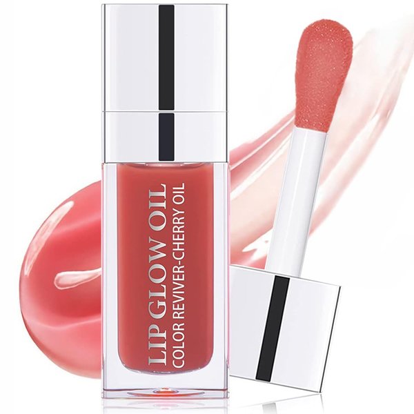 Leoly Dreaming Plumping Lip Oil, Moisturizing Lip Glow Oil, Long Lasting Nourishing Lip Gloss Lip Balm, Non-sticky Transparent Toot Lip Oil Tinted for Lip Care and Dry Lip - Rosewood