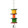 Super Bird Creations SB51122 Disco Fever Bird Toy - for African Greys Parrots Eclectus - Designed with Wooden Blocks & Bell - Stimulating and Interactive Bird Toy - Medium Bird Size, 14.5" x 4" x 4"