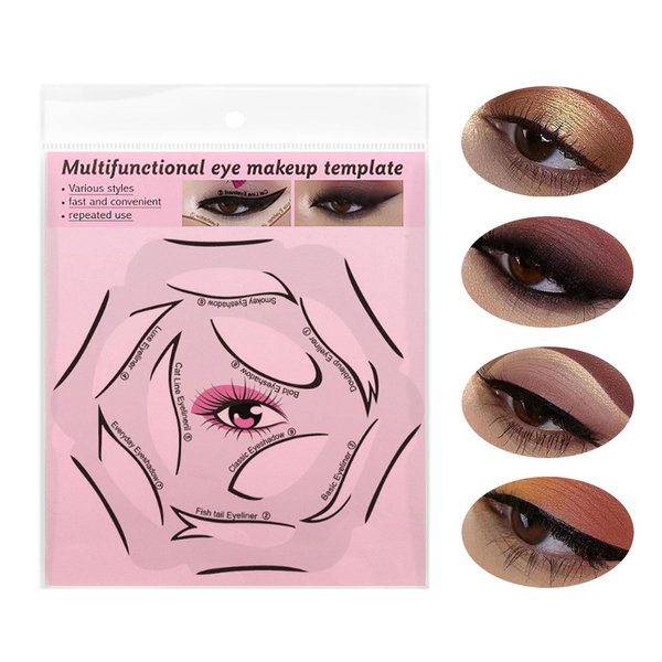 YAFIYGI Eyeliner Stencils 4 Sheets Eyeliner Stencil Set 6 in 1 Reusable Eyeliner Stencils for Ideal Winged Tip Includes Eyeshadow Stencils and Eyeliner Tape Makeup Tool for Hooded Eyes