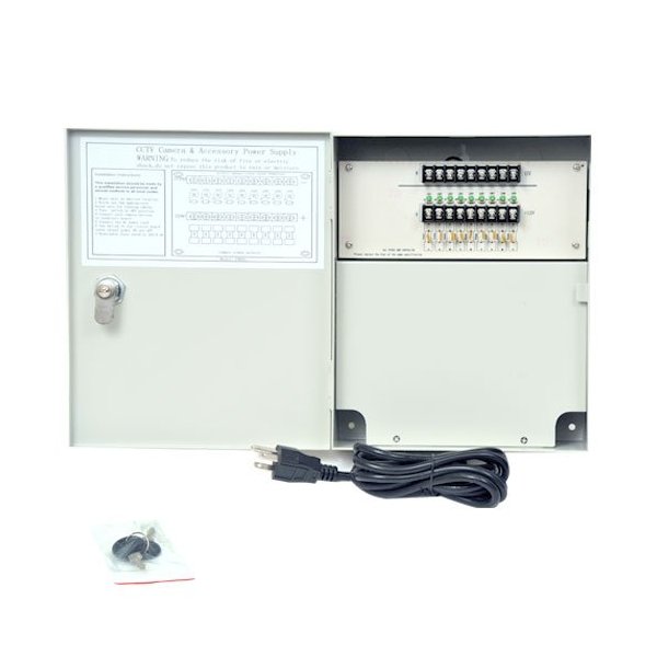VideoSecu Key Lock 9 Channel 12V DC Distributed Power Supply Box for CCTV Security Camera 1ZQ