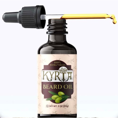 Kyria Greek Extra Virgin Olive Oil - Beard Oil - Beard Care - Imported 100% Pure Cold Pressed Unrefined Beard Moisturizer For Men- Face Moisturizer Reduces Itching, Promotes Beard Growth - 2 FL OZ