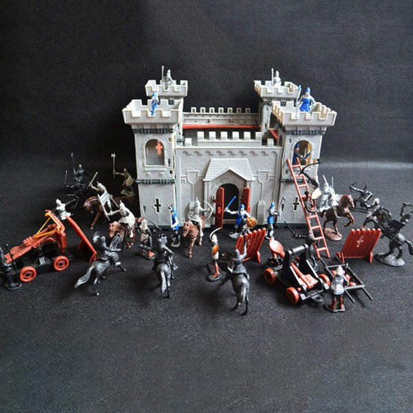 Medieval Castle Toy, Castles Knights Soldiers Model Kit Knight Figures Playset Fort Building Kit, DIY Assembled Castle Model Set, Playset Gifts(Type A)