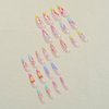 CEWEWP Flower Press on Nails Almond Fake Nails Colorful Gradient Nail Tips Spring Stick on Nails Acrylic Nails Long False Nails Gorgeous Floral Nails Designs Cute Nails for Women and Girls 24 Pcs