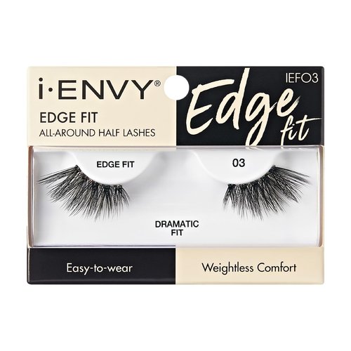 i-ENVY Half Lashes, Edge Fit False Eyelashes Natural Dramatic Look Wispy Cat Eye Clear Band Fluffy Volume Soft Strip Short Half Fake Eyelashes Light Weight Comfort Everyday Easy to Wear (DRAMATIC FIT)