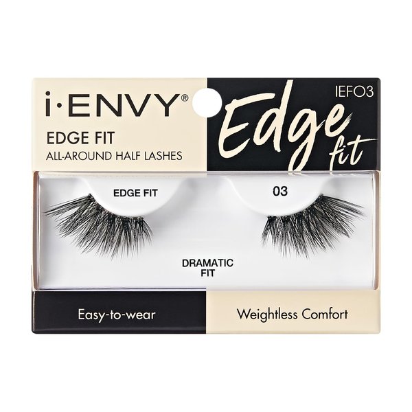 i-ENVY Half Lashes, Edge Fit False Eyelashes Natural Dramatic Look Wispy Cat Eye Clear Band Fluffy Volume Soft Strip Short Half Fake Eyelashes Light Weight Comfort Everyday Easy to Wear (DRAMATIC FIT)