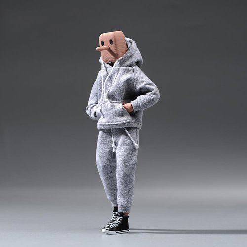 1/12 Scale Male Clothes,Men's Hoodie Pants Trousers Clothing for 6inch Male Action Figure Body Doll (Gray Color)