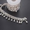 Jerler Rhinestone Tassel Fringe Trim Crystal Close Chain Applique for Sewing Crafts Ideal Wedding Party Clothing DIY Decoration, 2 Yards 0.87"W