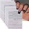 8 Sheets Letters Nail Art Stickers, English Alphabet Nail Decals,3D Self Adhesive Black Alphabet Nail Art Supplies Metallic Gold Silver Nail Sticker for Women DIY Nail Decoration Manicure