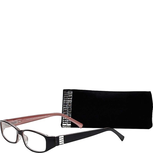 SAV Eyewear Women's Victoria Klein Crystals 9092 Pink Rectangular Reading Glasses, 27 mm + 1.5