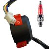 MRS TAOTAO Left Kill Start Stop Switch with 4 Wires Connector for TAOTAO 110cc 125cc ATV Quad/Boulder B1 ATA 110B TFORCE Cheetah ATA 125D New Cheetah New TFORCE Models - OEM + Spark Plug