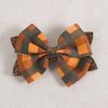 Glitter Happy Fall Orange Buffalo Plaid Ribbon Bows Hair Clips 4'' for Girls Kids Turftan Brown Checkered Hair Bow Alligator Barrettes Autumn Wreath Thanksgiving Decor Accessories Gift