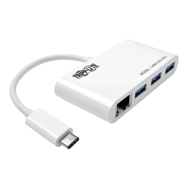 Tripp Lite 3-Port USB-C to USB-A Hub Portable w/Gigabit Ethernet Port RJ45 (U460-003-3AG)