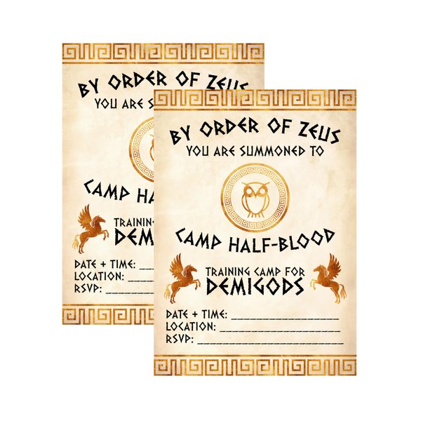 Silly Goose Gifts By Order of Zeus You Are Summoned - Greek Mythology Book Invitation Themed Kids Party Supply - Training Camp for Demigods Invites with Envelope Set (12 included) Magic Monsters