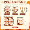 96 Pieces Happy Thanksgiving Tableware Set Party Supplies - Fall Harvest Pattern Disposable Dinnerware with Paper Plates, Napkins, Forks for Autumn and Thanksgiving Dinner BBQ Picnic Favors