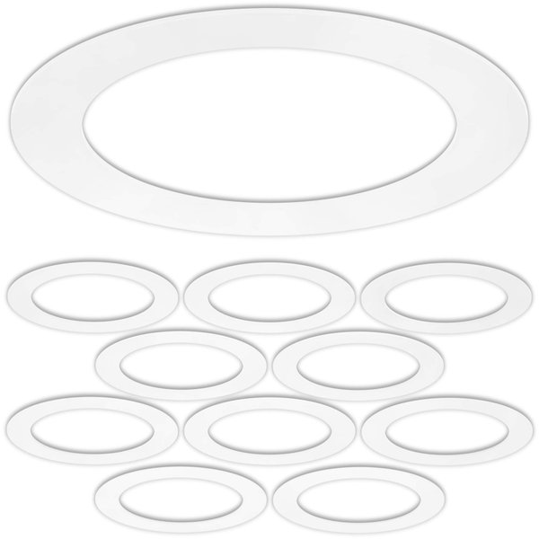10 Pack Gloss White Goof Trim Ring for 6" Inch Recessed Lighting Trims Can Lighting Down Light, Outer Diameter 8 Inches, Inner Diameter 5.8 Inches