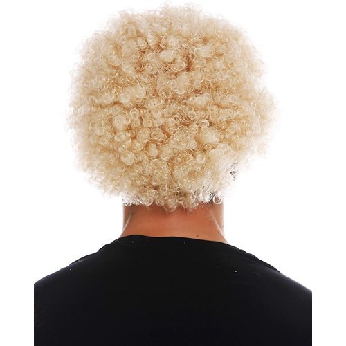 Wiwige Blonde Afro Wig for Men Short Curly Halloween Disco Rock Wig Heat Resistant Synthetic Wigs with Wig Cap