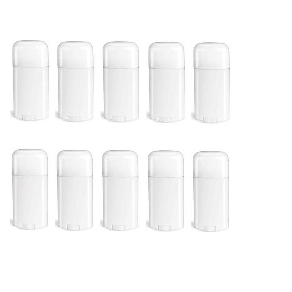Deodorant Container Oval Empty 2.65oz/30ml - Twist-Up Refillable Plastic Tube for DIY Deodorants, Pack of (10) by Yellow Brick Road
