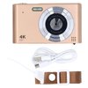 4K Digital Camera, 16X Digital Zoom 48MP Vlog Camera, 2.4in Screen, Built in Flashlight, CCD Camera, Anti Shake, Portable Camera for Beginners and Children (Gold)