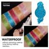 Fillwie Glitter Eyeshadow Tin Palette - Chunky High Pigmented Pink Sparkle eyeshadow, Metallic Face Glitter Beauty (Blue)