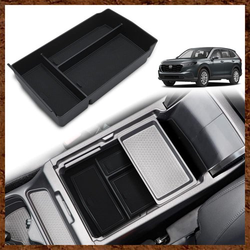Muslogy Center Console Organizer Compatible with Honda CRV & CRV Hybrid 2023 2024 LX EX Sport Hybrid EX-L Sport Touring Hybrid Accessories (Black)