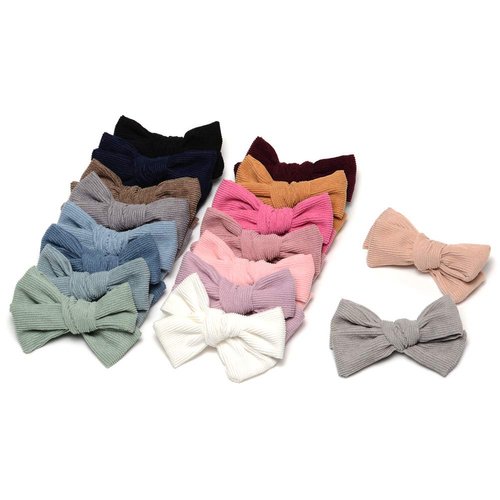 JIFUNEEY Corduroy Knot Bow Girls Hair Clip Handmade Hair Ornaments for School Girls Barrette Pack of 17pcs (JFNY010)