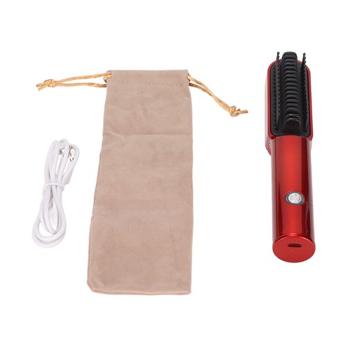Electric Hair Straightener Brush, USB Charging Safe Small Hair Straightening Curling Comb Cordless Constant Temperature Hair Straightener for Home Travel