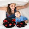 SNOWOLF Black Cat Plush Pillow Kawaii Toy Cute Soft Cat Stuffed Animals Kitten Plushie Doll Great Gift for Kids and Adult Birthday Christmas Valentines Day, 12", Black Red