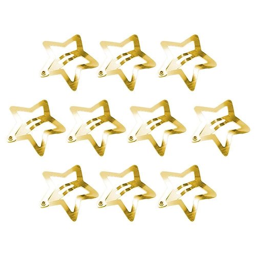 10 Pcs Gold Star Hair Clips Metal Snap Hair Clips Hair Barrettes Hair Side Clamps Headdress Cute Hair Accessories for Women Girls Kids，Star Snap Hair Clips