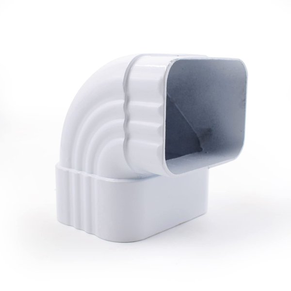 2 x 3 inches Downspout Gutter Rainwater Pipe Diverter Aluminum Downspouts Adapter Elbow Corner Reusable Water Pipes Fitting Connection for House Overboard System 90 Degree (White)