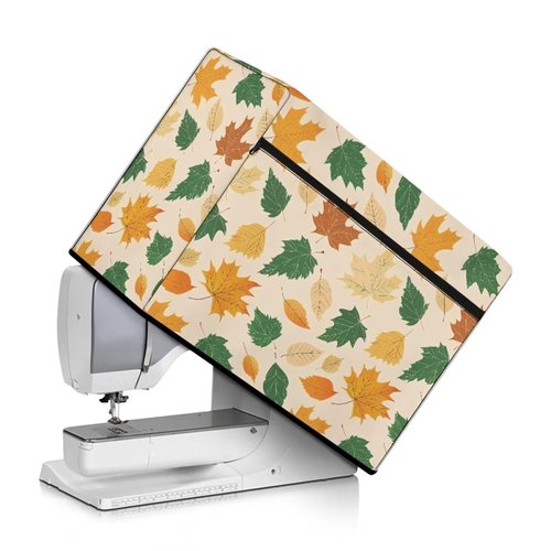 Yuresuaet Maple Leaf Print Dustproof Sewing Machine Cover with Zipper Pocket for Home Decor Waterproof Dust Cover for Sewing Machine Reusable for Sewing Workshop