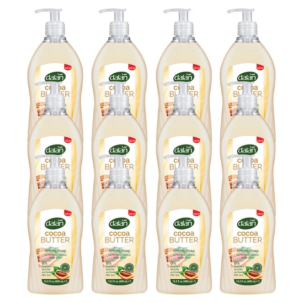 Dalan Cocoa Butter Cream Ultra Moisturizing Liquid Hand Soap for Dry and Fresh Hands Feeling Clean and Soft (13.5 Fl Oz / 400 mL (Pack of 12))