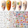 TailaiMei 12 Sheets Abstract Nail Art Stickers, Graffiti Fun Self-Adhesive Nail Decals, Minimalist Art Nail Decoration for Women