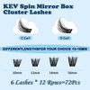 KevKev Lash Clusters 72 Pcs Cluster Lashes Special Spin Mirror Case DIY Lash Extension Soft & Comfortable Eyelash Clusters Thin Band Eyelashes with Mirror Easy to Apply (Cyclone,C-10-16mix)