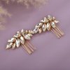 Teyglen Rhinestone Wedding Hair Comb Gold Crystal Headpiece for Bride Wedding Crystal Hair Side Comb Bridal Crystal Hair Piece Rhinestone Hair Accessories for Women Girls (Gold)