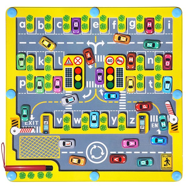 Intsinzi Magnetic Alphabet Maze Letter Puzzle,Montessori Fine Motor Skills Learning Toys for 3 4 5 Years Old Boys and Girls,Alphabet Car Maze Preschool Learning Activities Toy Gifts for Toddlers
