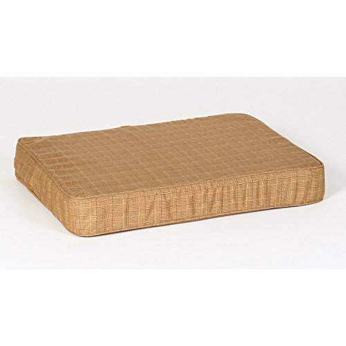 Small Beige Plaid Orthopedic Foam Dog Bed