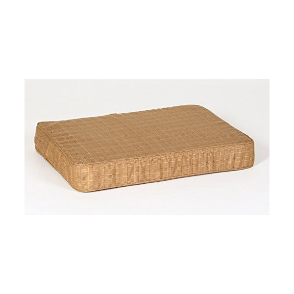 Small Beige Plaid Orthopedic Foam Dog Bed