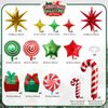 34 Pcs Christmas Foil Balloons Set, Christmas Round Swirl Candy Cane Gift Box and Explosion Star Mylar Balloons, Red Green Gold Xmas Party Decorations for New Year Holiday Theme Party Decor Supplies