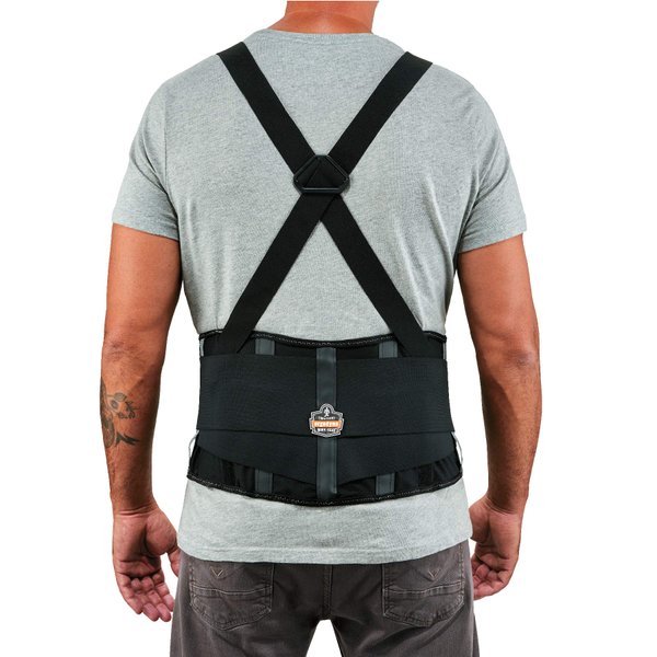 Ergodyne ProFlex 2000SF Back Support Brace, 8.5" Spandex, V-Shape Design and Patented Stays for Added Support, 3XL,Black