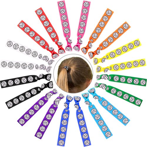 20 Pieces Volleyball or Baseball Hair Accessories Elastic Ribbon Girls Volleyball Baseball Sport Hair Ties Ponytail Holders No Crease Hair Bands (Volleyball)
