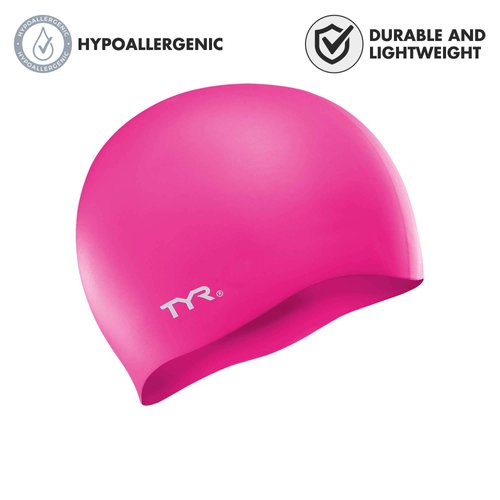 TYR Wrinkle Free Silicone Swim Cap, Fluorescent Pink