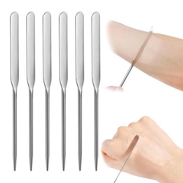 6 Pack Stainless Steel Makeup Spatula Foundation Liquid Foundation Mixer Face Cream Applicator Cosmetic Mixing Tool for Foundation Eye Shadow Cream