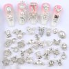50pcs Multi Shapes Silver Nail Charms 3D Alloy Bow Flower Butterfly Nail Art Charms Bear Heart Crown Star Charms for Nails Design Nail Rhinestones Nail Gems Metal Nail Jewels for Nail Art Supplies