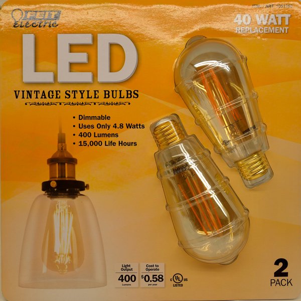 FEIT LED Vintage Style Bulbs - 4.8WATT/40WATT Replacement 2 Pack