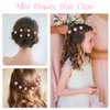 10 Pcs Small Flower Hair Clips with Rhinestone Mini Clover Cute Hair Pins Wedding Bridal Hair Accessories Decorative for Fine Hair Barrettes for Girls Women(Pink)