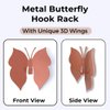 ARTiLETTO Butterfly 3D Blush Pink Butterfly Wall Hooks: Girl’s Bedroom Double-Hook Coat Rack Mount for Hanging Coat,Clothing,Backpacks,Purses,Jewelry,Towels, Girls Room DécorCut-Out Metal 2 Hangers