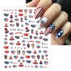 8 Sheets 4th of July Nail Art Stickers Decal,Independence Day Nail Decals 3D Self Adhesive American Flag Firework Eagle Nail Design Patriotic Nail Accessories Memorial Day Nail Decorations for Women