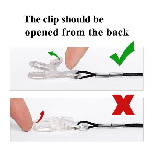 Hearing Aid Clip for Seniors Adults - Anti-Lost Lanyard Protector BTE Clip Holder Rope with Loops and Clip and Security Clip（Black）