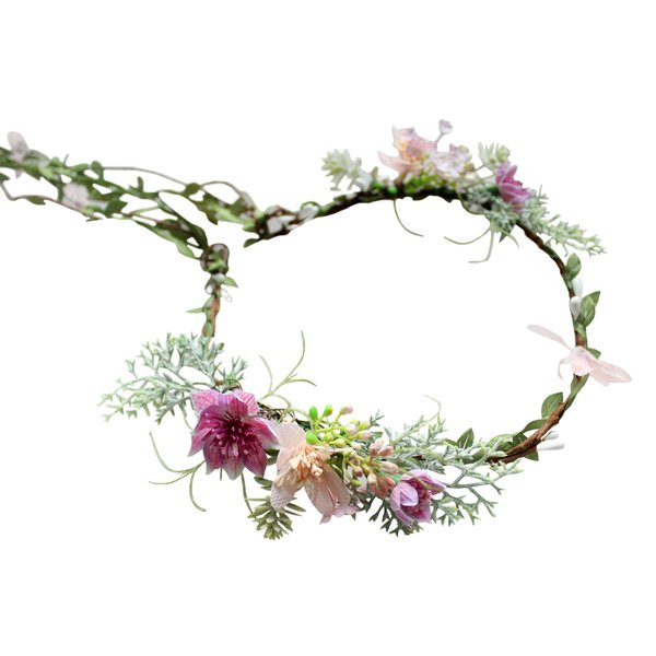 Vivivalue Wedding Flower Crown Women Floral Headband Hair Wreath Flower Headpiece Halo Boho with Ribbon Party Prom Festival Photos