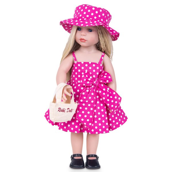 Rakki Dolli Doll Clothes Accessories 4 Pcs Set with Pink Princess Dresses Polka Dot Skirt Halter Dress & Hat & White Underwear & Fashion Canvas Handbag (Doll & Shoes Not Included) 048